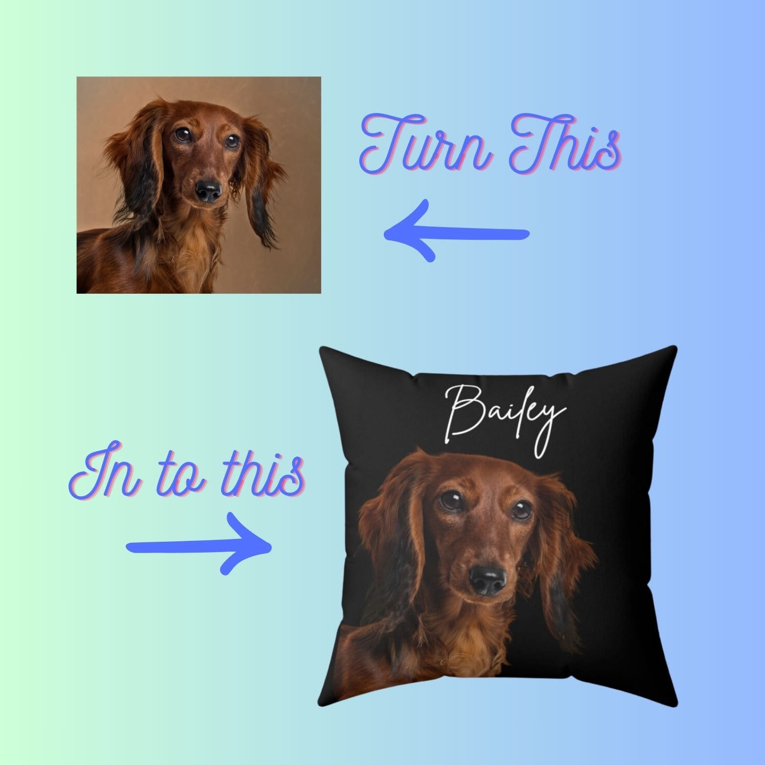 Personalized Dog Photo and Name Pillow