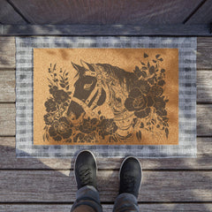 Steampunk Horse Doormat, Industrial Horse Mat for Entryway, Steampunk Home Decor, Rustic Farmhouse Welcome Mat, Horse Lover Gift, Unique