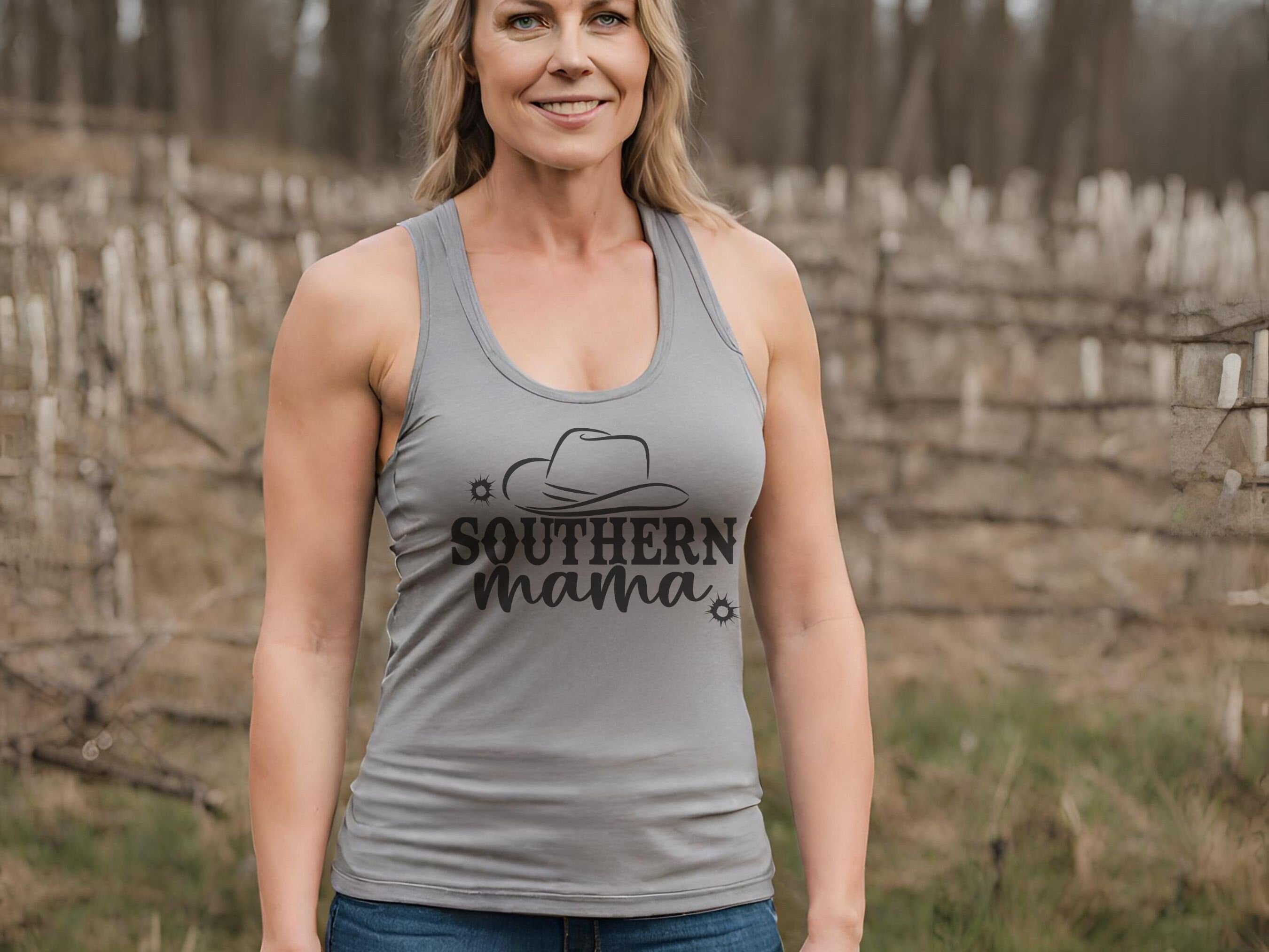 Graphic Tank Top for Mom, Southern Mama Shirt, Racerback Tank, Birthday Gift Idea, Western Fashion