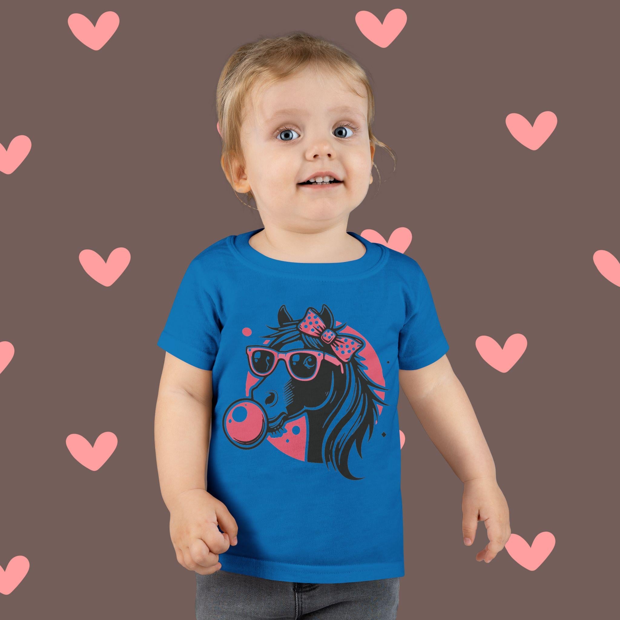 Funny Horse Bubble Gum Toddler T-Shirt, Kids Tee, Children's Shirt, Animal Lover Gift, Cute Baby Tee