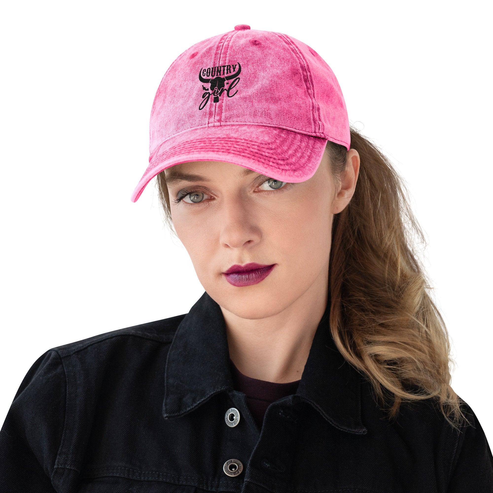 Country Girl Embroidered Vintage Cotton Twill Cap