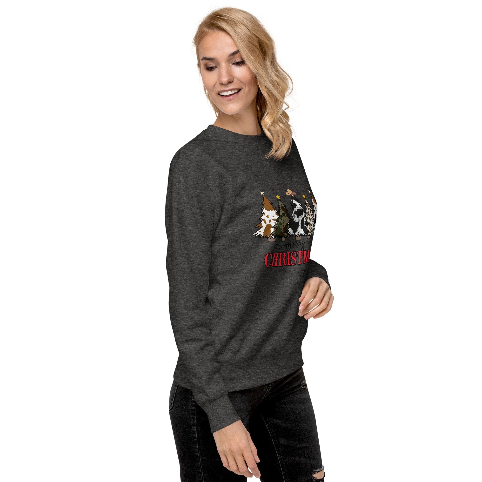 Cowy Christmas Trees -Unisex Premium Sweatshirt