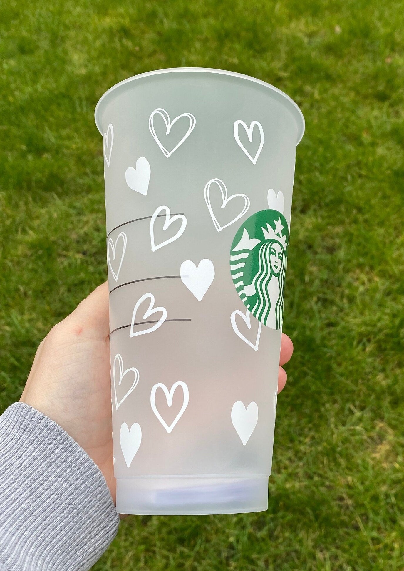 Personalised White Hearts Cold Cup